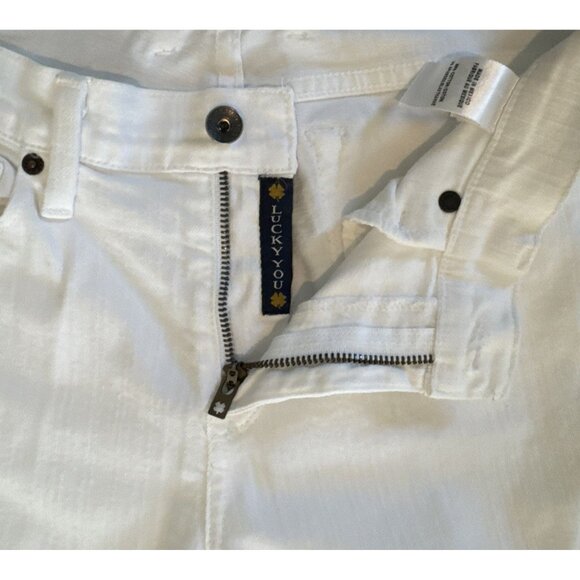 New Lucky Brand Sofia Capri Jean Sz 10/30 White Curvy Lucky You zip denim - Picture 2 of 12